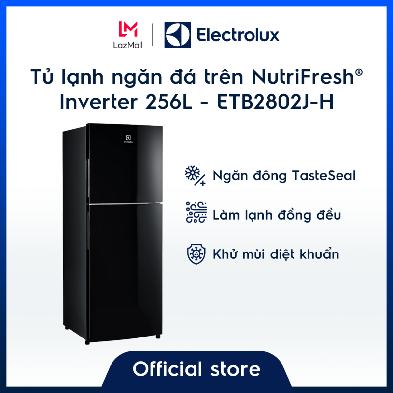 Tủ lạnh Electrolux 256L ETB2802J-H – Màu đen độc đáo – Ngăn đông mềm giữ thực phẩm tươi ngon – Khử mùi diệt khuẩn - Hàng chính hãng