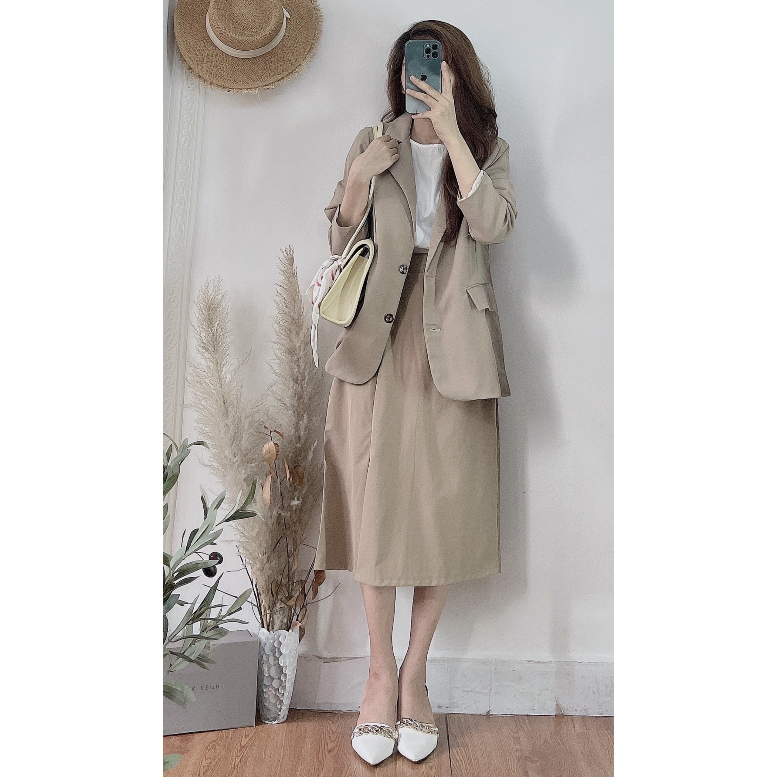 Áo Blazer Suông Hàn Quốc Trơn