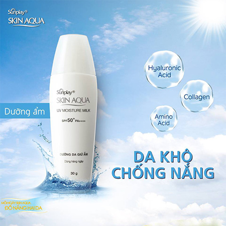 [SALE] Kem chống nắng Sunplay Skin Aqua UV Moisture Milk SPF 50+ PA ++++ 30g (tặng mặt nạ dưỡng da cao cấp khi mua 2 sản phẩm)