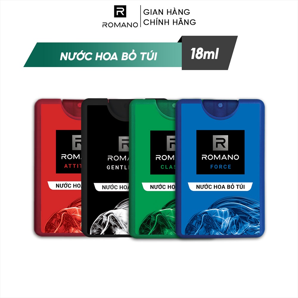 Combo 4 chai Nước Hoa bỏ túi Romano: Classic, Attitude, Force, Gentleman