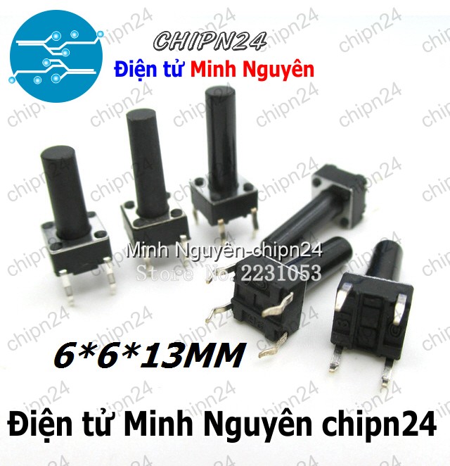 [10 cái] (F62) Nút nhấn 4 chân 6x6x13mm DIP - HH003015