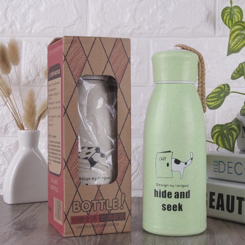 [HCM]BÌNH đựng nước LÚA MẠCH lõi THỦY TINH 350ml