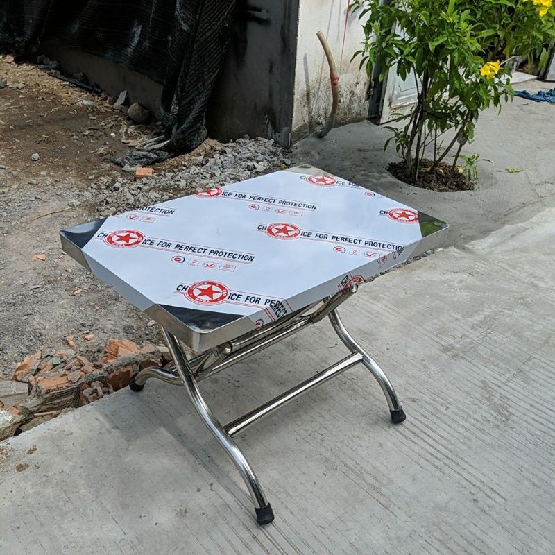 Bàn Inox Xếp Gọn Cao 54 cm ( 100% Inox )