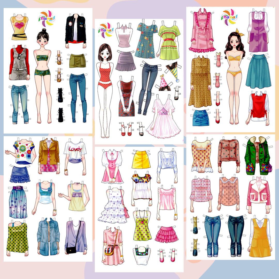 Korean style dressing paper doll handmade paper for babies Combo 6 super cute pictures BB0021