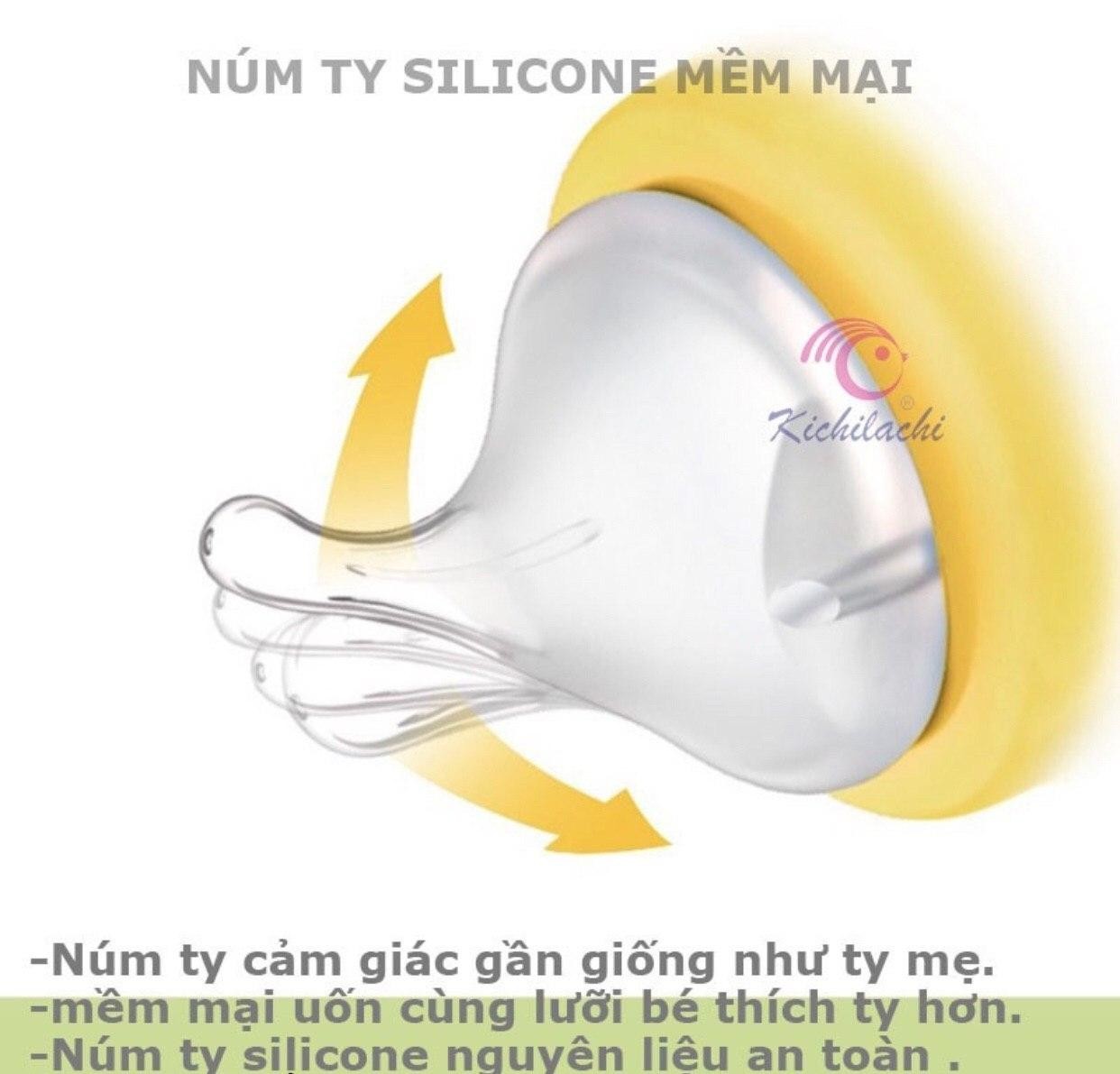 Núm Ty, Núm Vú Set 2 Chiếc Kichilachi Cổ Rộng Thay Thế Bình Sữa Cho Bé
