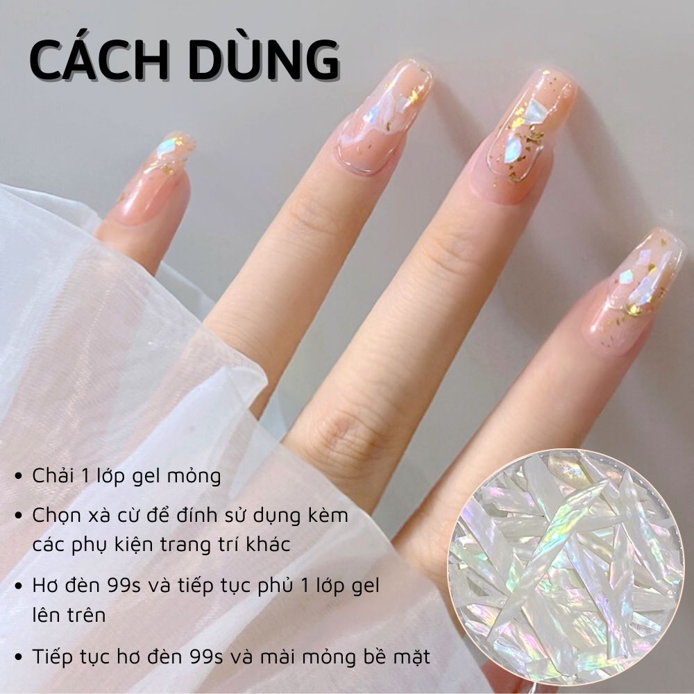 Xà cừ nail ngọc trai trang trí móng