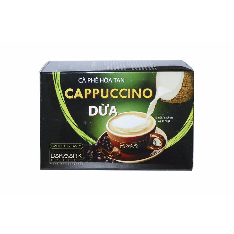 Cà phê Cappuccino Dừa hòa tan DakMark - (10gói x 17g)