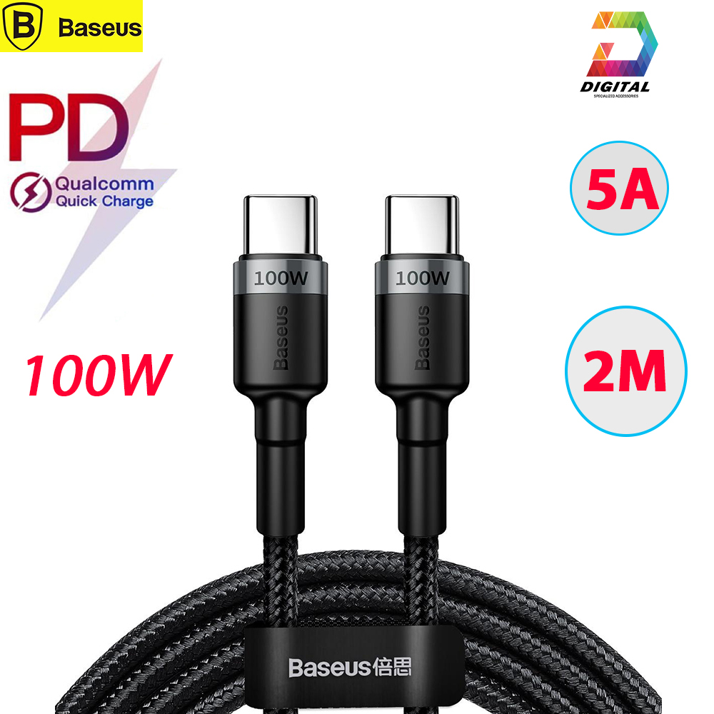 Cáp Type C to Type C Sạc Nhanh PD 2.0 100W Quick Charge 3.0 Dài 2 Mét Chính Hãng Baseus