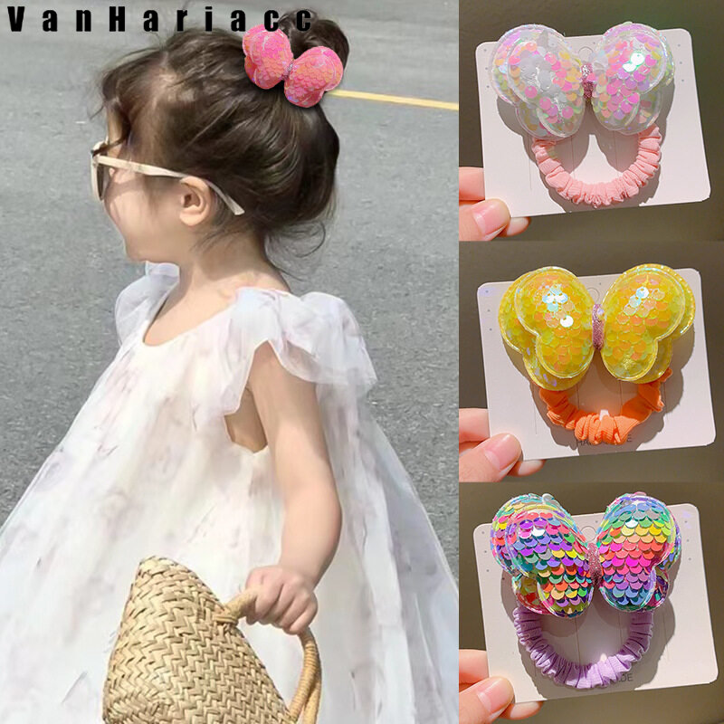 Dây buộc tóc nơ sequin dễ thương cho trẻ em