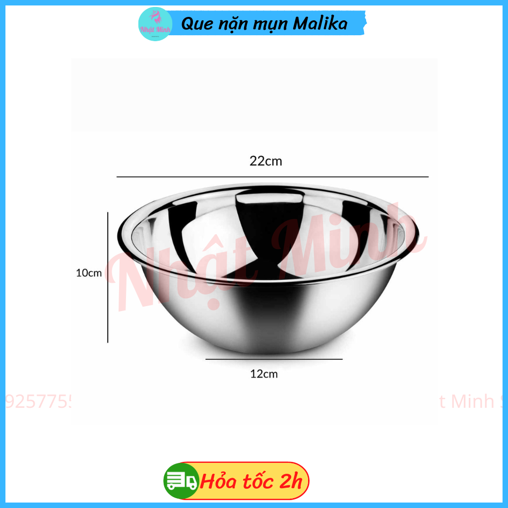 Bát inox rửa mặt 22cm cho spa