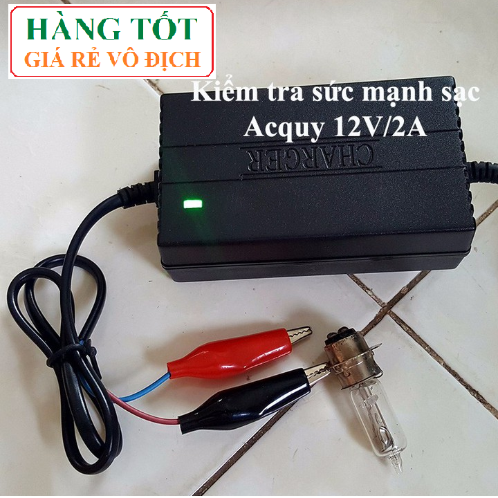 Sạc bình Acquy đen 12V đầu kẹp