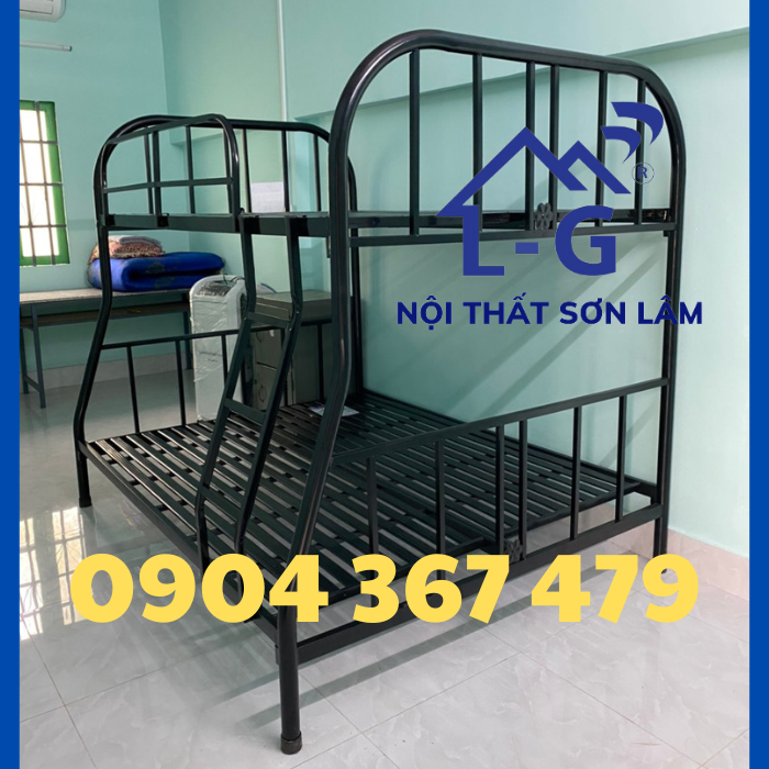 Giường sắt 2 tầng lệch óng tròn dành cho gia đình, hssv - giao hỏa tốc