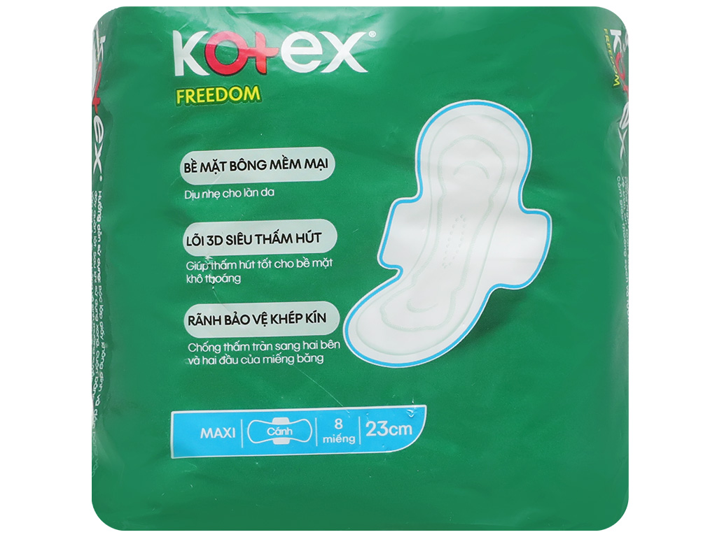 BĂNG VỆ SINH KOTEX FREEDOM MAXI CÁNH 8 MIẾNG