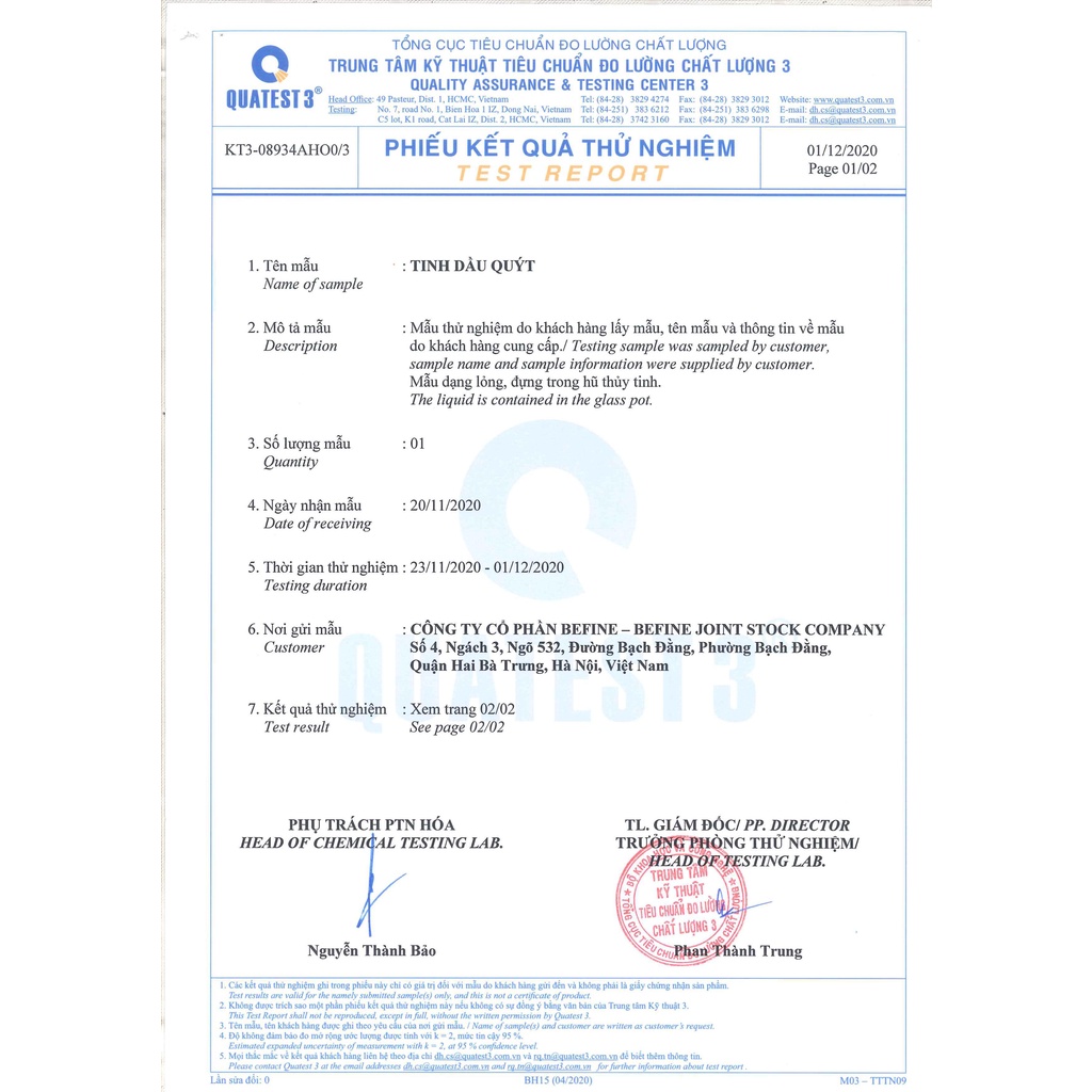 Tinh Dầu Quýt Treo Xe Befine