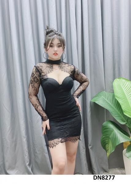 Đầm body tay dài ren cúp ngực