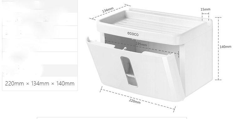 Ecoco hộp đựng giấy vệ sinh chữ nhật có khay để điện thoại
