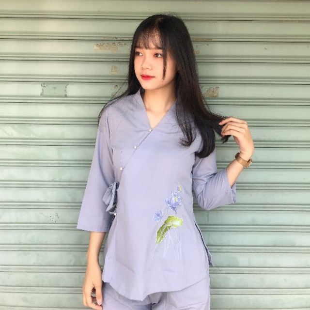 Đồ lam đi chùa.áo lam phật tử .nhật sen