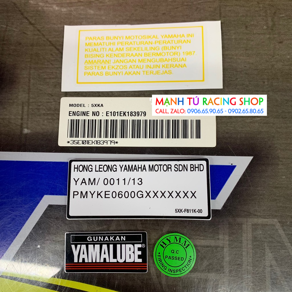 Bộ tem sườn yaz - tem gấp yaz125 - bộ 5 miếng