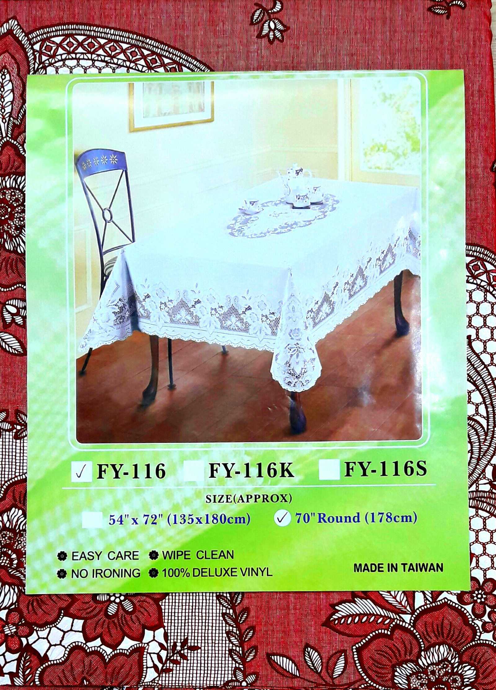 (Free 1 Food Placemat 30X45 cm) Paulee Fy116 Tablecloth [135 cm X 180 cm] Red, Luxurious Pattern - Flexible Pvc Material - Waterproof.
