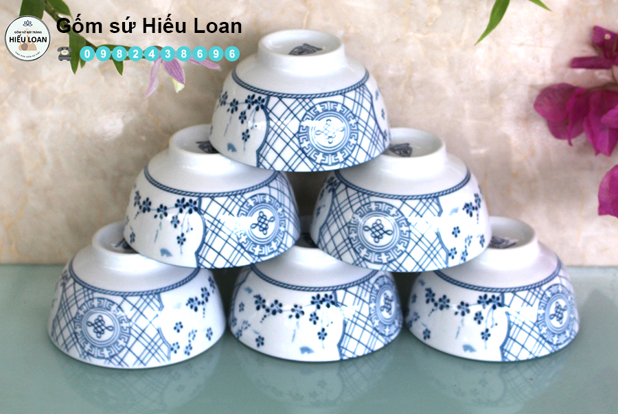 Bộ Bát Đĩa Sứ Bát Tràng Phúc Lộc thọ [13 MÓN ]