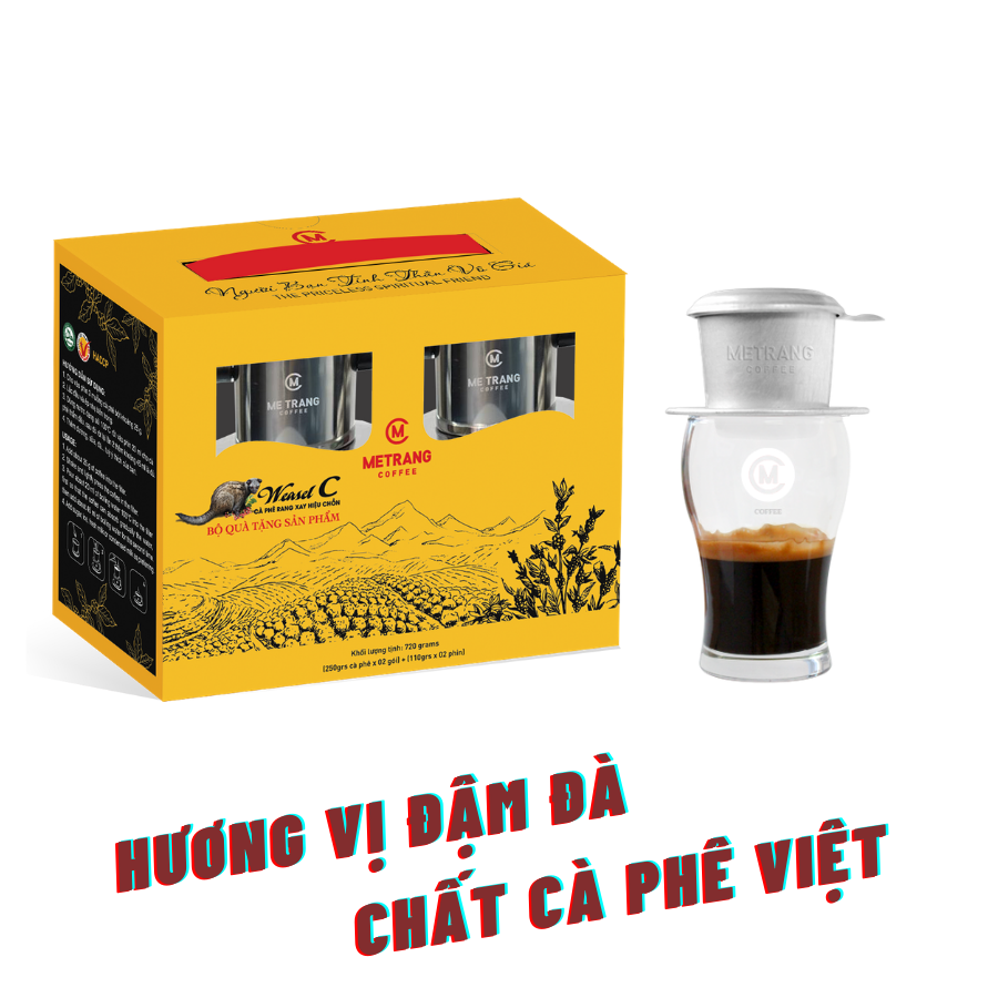 Cà Phê Chồn Mê Trang Gift Set - bột HCK (500g) + 2 phin inox