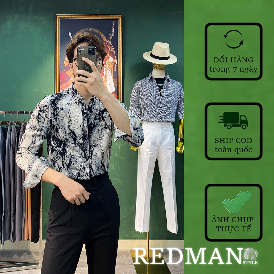 Áo Sơ Mi Nam Họa Tiết Zaman Vân Đá S6 - Lụa Mango cao cấp [RedMan Style]