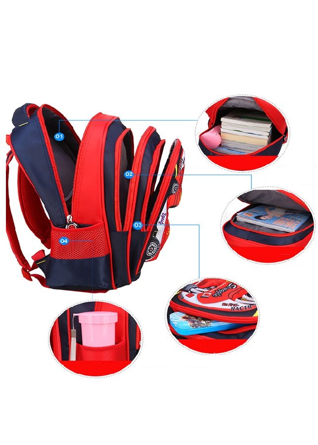Balo chống gù lưng in hình oto 3D