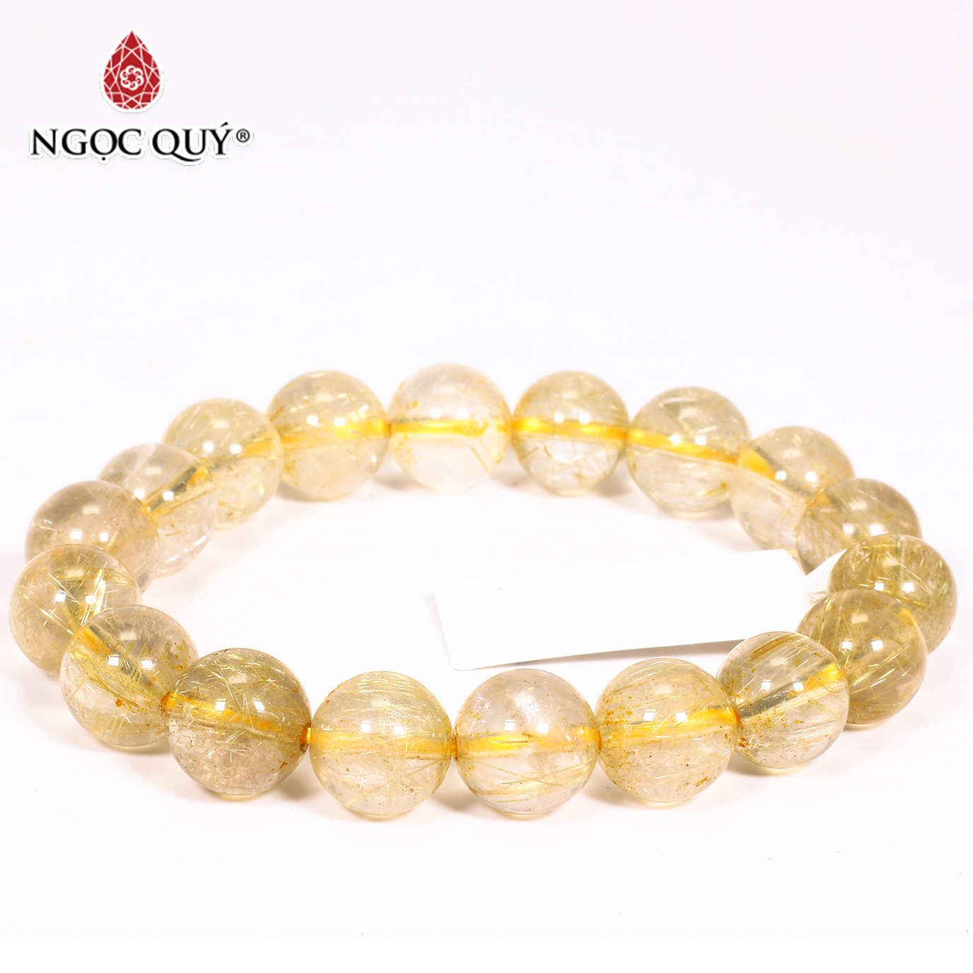 Vòng tay đá thạch anh tóc vàng hạt 10mm mệnh thủy kim - Ngọc Quý Gemstones