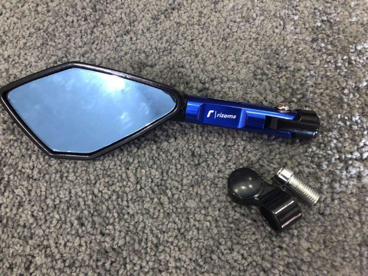 Gương chiếu hậu 5 cạnh rizoma gắn xe máy màu xanh (dòng cao cấp) kiếng trái