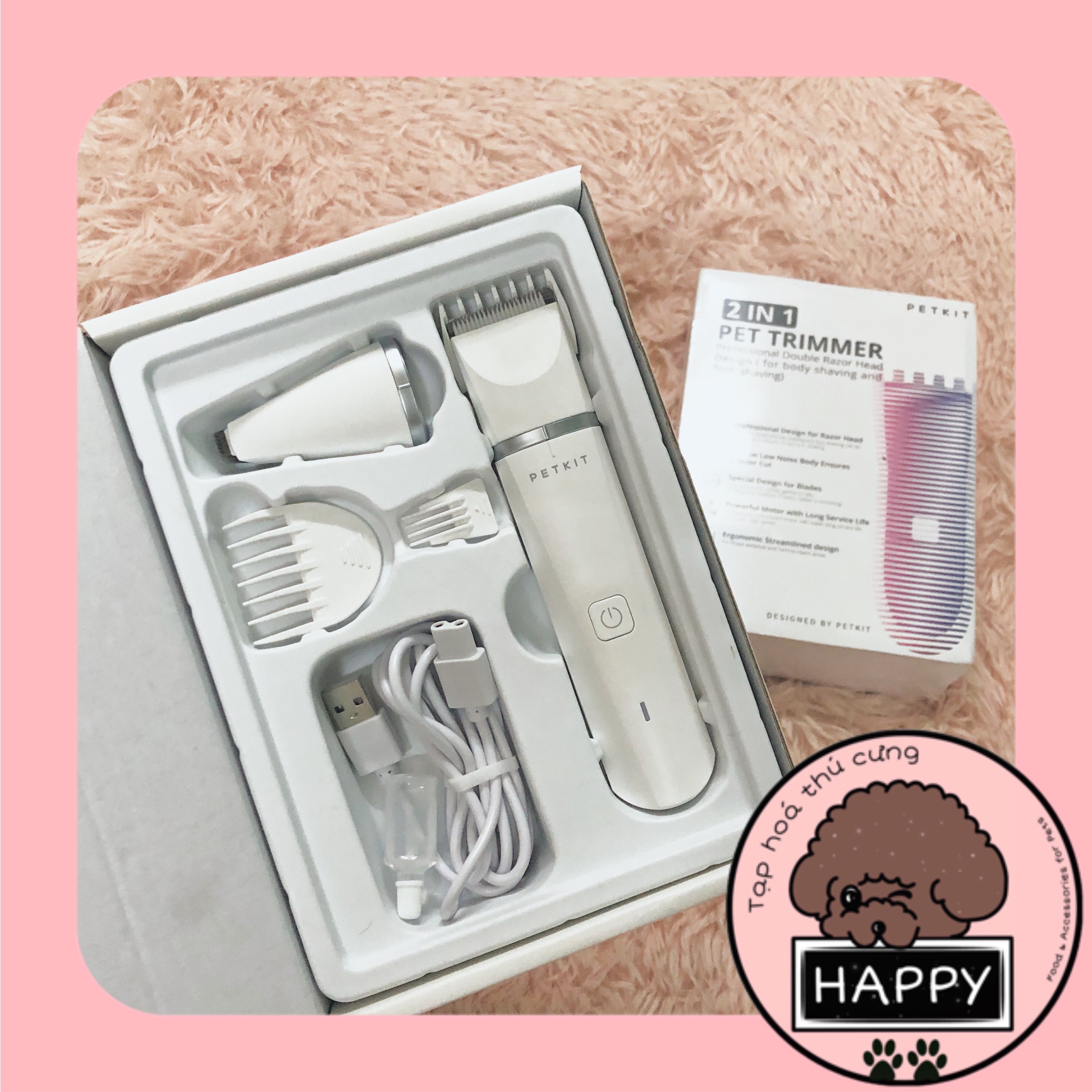 Máy cạo lông thú cưng Petkit 2 in 1 / Tông đơ Petkit 2 đầu / Tông đơ cạo bàn cho chó mèo - Đồ dùng - Tạp Hóa Thú Cưng Happy