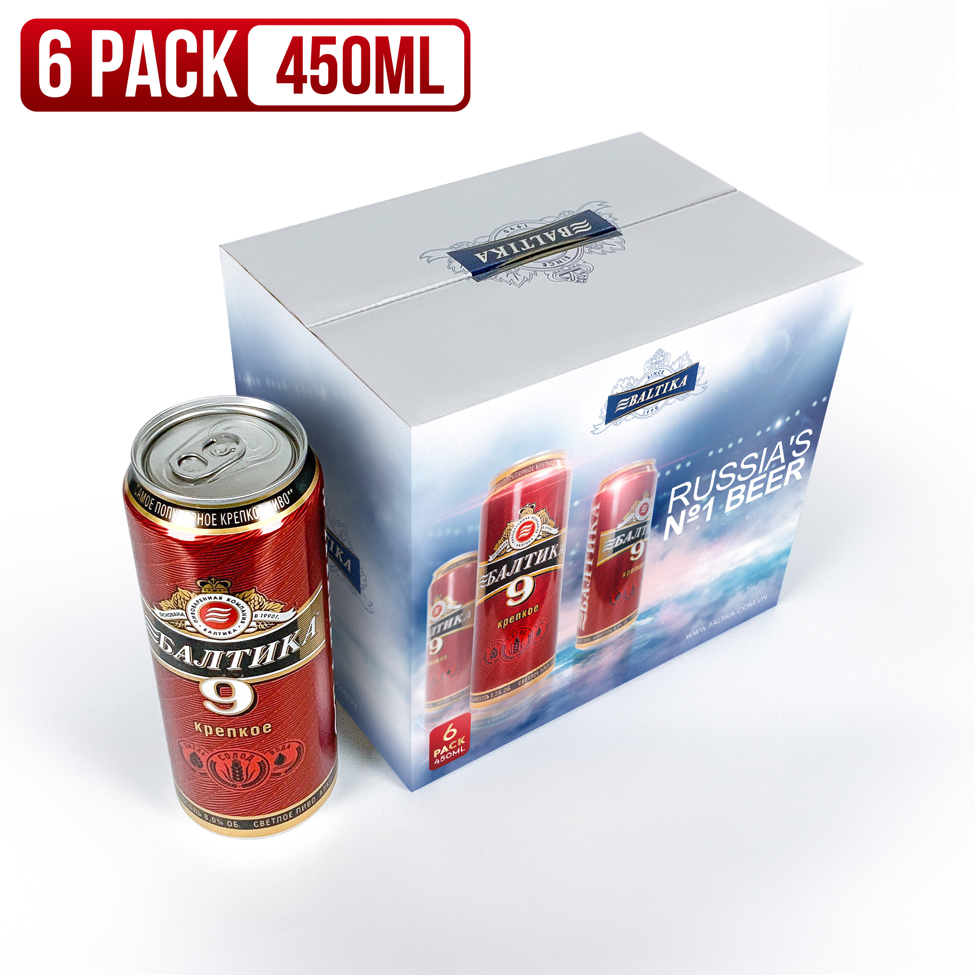 Bia Baltika số 9 - 450ml/lon, lốc 6 lon