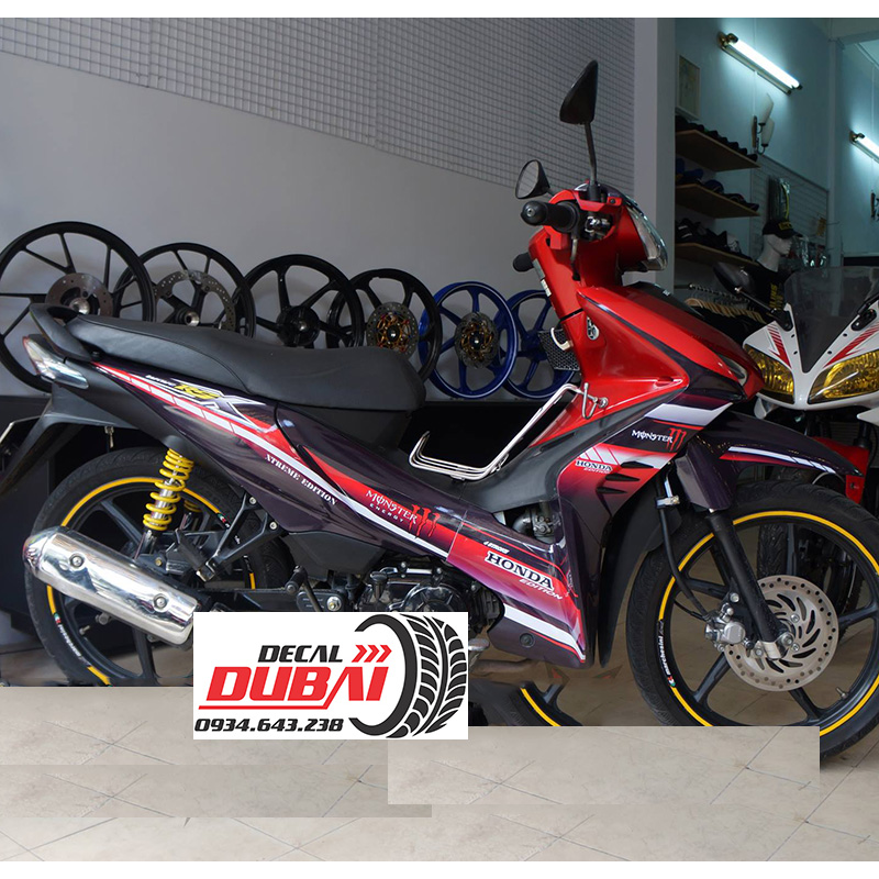 Tem Xe Wave RSX 2012 Đỏ Đen Monster