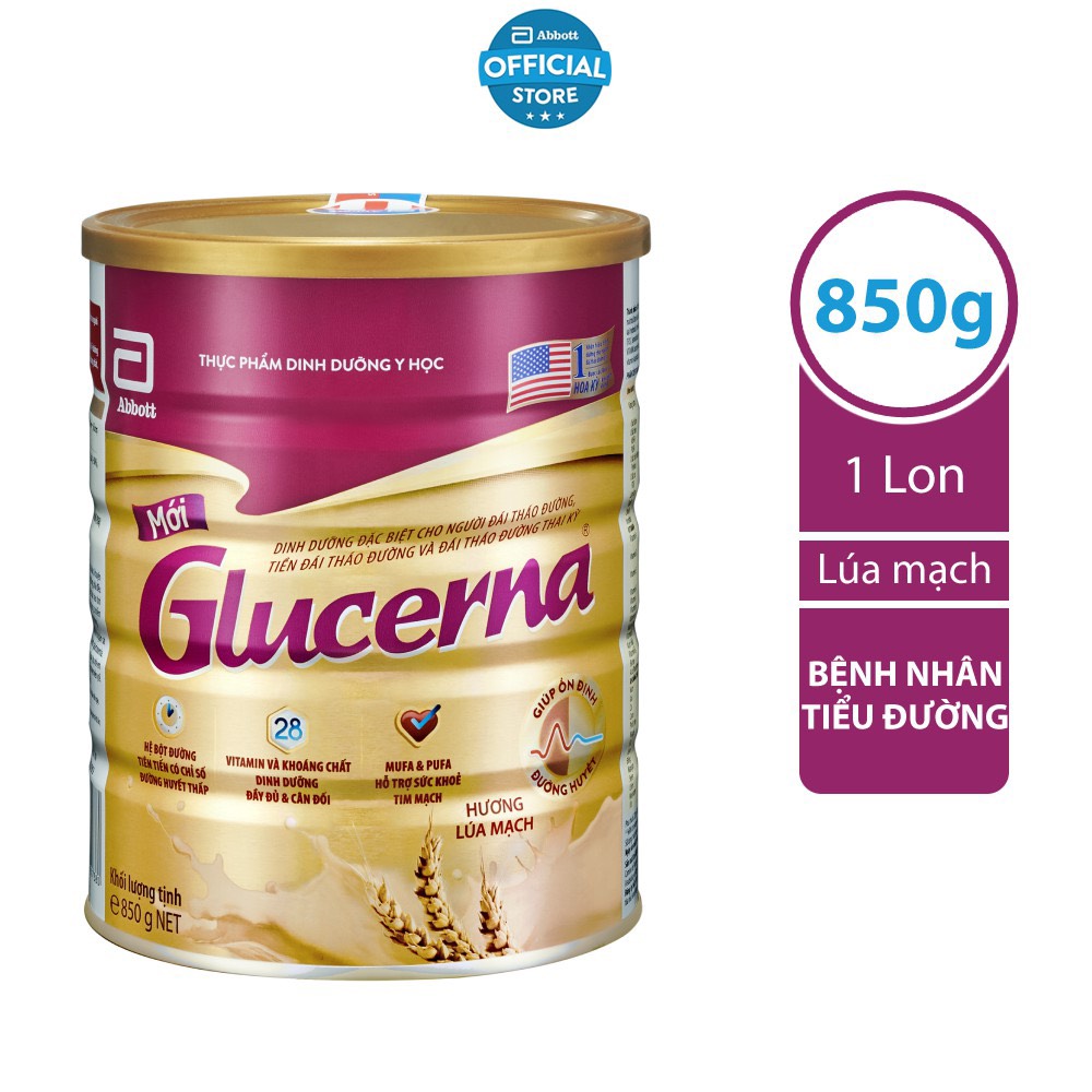 Lon Sữa Bột Abbott Glucerna Cho Bệnh Nhân Tiểu Đường 850G