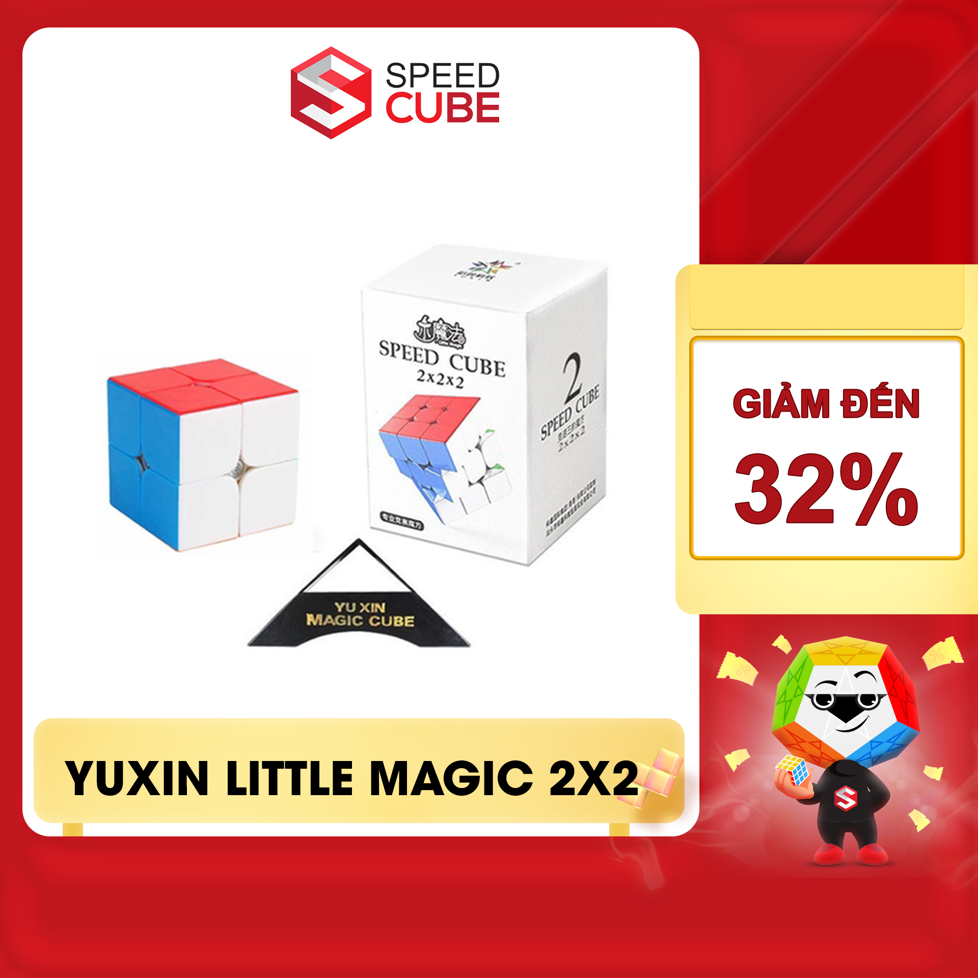 Rubik 2x2 Yuxin Litle Magic stickerless Rubic 2 Tầng Shop Speed Cube