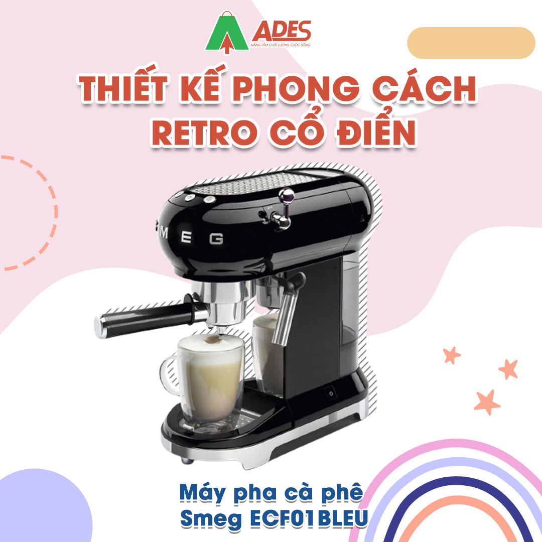 Máy pha cà phê Smeg ECF01BLEU - Bảo Hành Chính Hãng