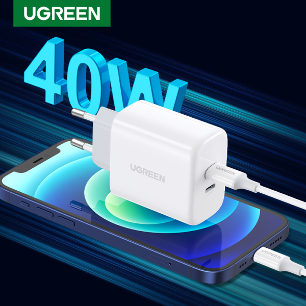 UGREEN Dual 20W PD USB C Charger for iPhone 13 12 40W Fast USB Charger Quick Charge 4.0 3.0 Charging for iPhone, Realme, Huawei, Samsung Mobile Phone Charger