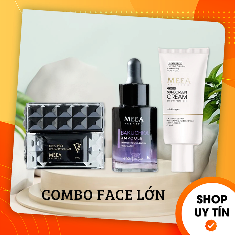 Combo face cá hồi lớn meea origin - kem face collagen v2 + serum bakuchiol + kem chống nắng meea