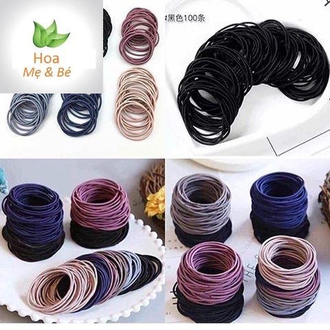 [HCM]Set 100 dây cột tóc Bịch 100 dây cột tóc Combo 100 dây chun buộc tóc Dây cột tóc cho nữ Cột tóc nữ Dây buộc tóc nữ