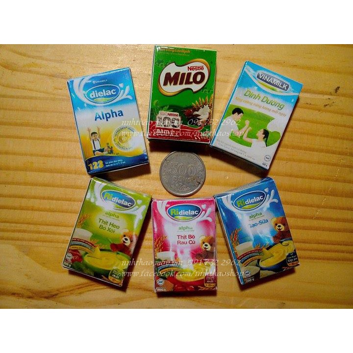 Minifood trang trí mô hình_hộp sữa, hộp bột