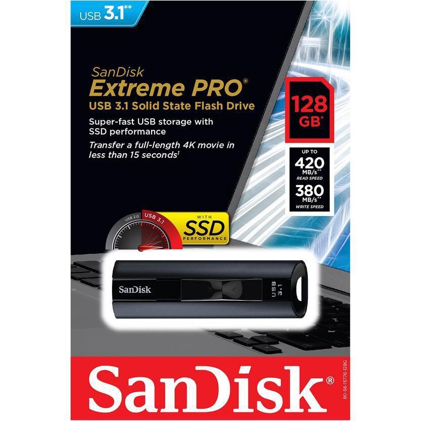 USB 3.1 Flash Drive Sandisk Extreme Pro CZ880 128GB