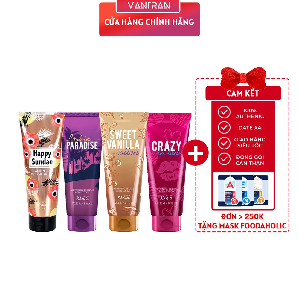 Sữa Dưỡng Trắng Da Toàn Thân Hương Nước Hoa Malissa Kiss Whitening Perfume Body Lotion 226g