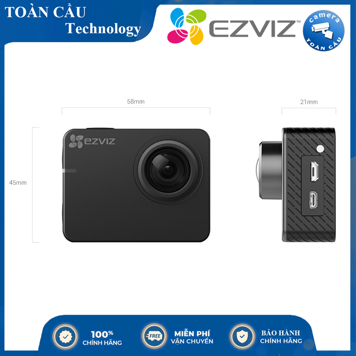 [HCM][100% CHÍNH HÃNG]Action Camera Ezviz S2 (Đen) – Hàng Chính Hãng