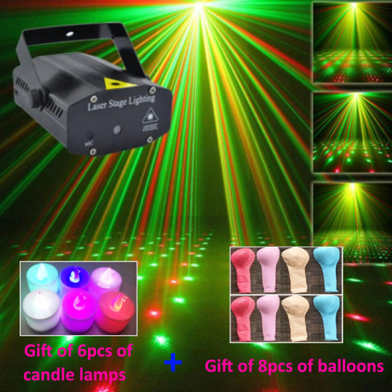 Angelila Máy chiếu laser LED Đèn vũ trường Đèn flash tự động Đèn flash RGB Âm thanh được kích hoạt Đèn vũ trường