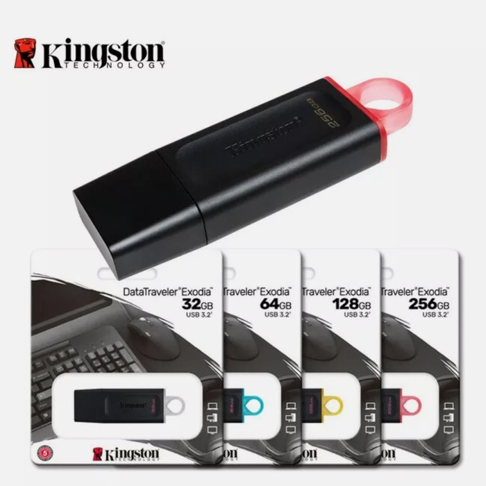 USB 3.2 Gen 1 Kingston DataTraveler Exodia 32GB / 64GB / 128GB / 256GB (Đen) - Nhất Tín Computer