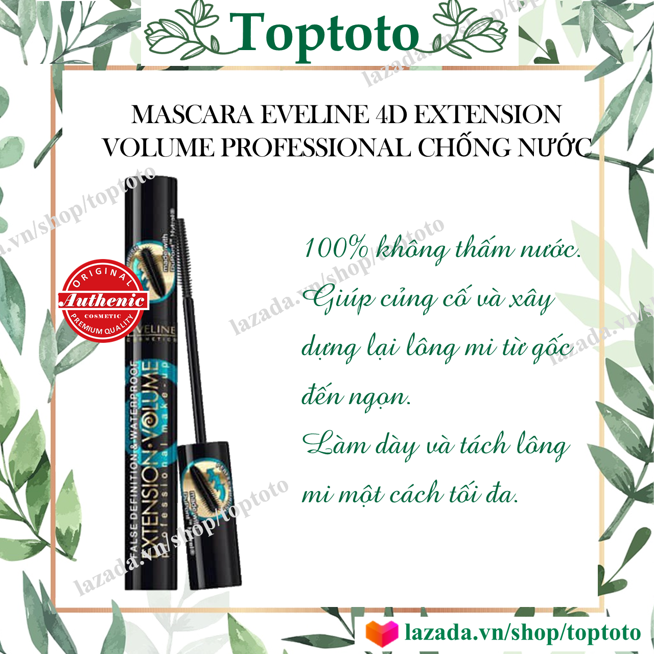 [HCM]Mascara Eveline 4D Mở Rộng Giúp Dày Mi Chống thấm nước.