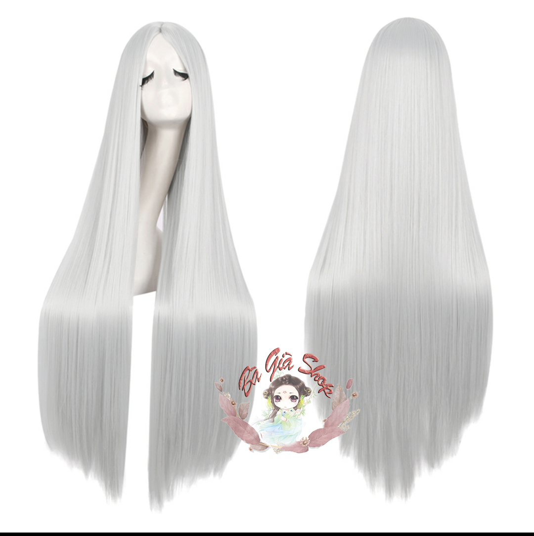 Tóc giả không mái tóc có da đầu 1m màu bạc trắng tóc giả hoá trang