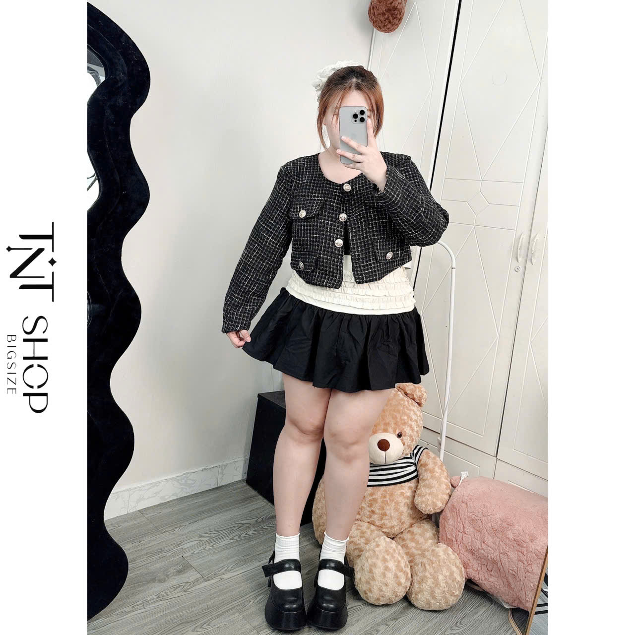 ÁO KHOÁC DẠ TWEED NẮP NÚT [TNT SHOP BIGSIZE 60KG 90KG] Nữ Women