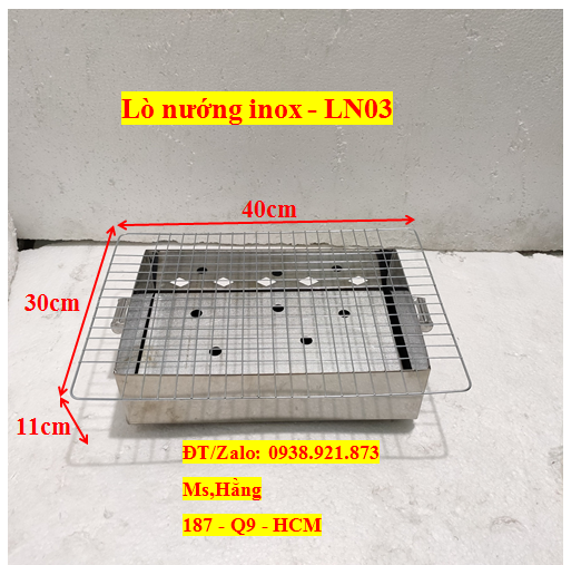 Lò Nướng Than Inox - LN03 - KT 40x30x11cm