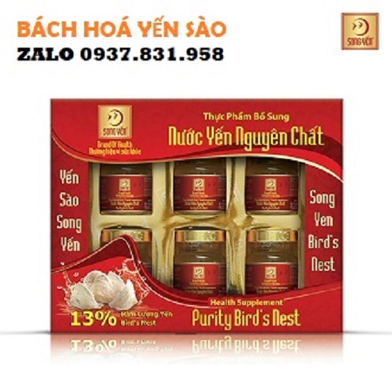 SONG YẾN - HỘP NƯỚC YẾN LOTUS NGUYÊN CHẤT 20% TỔ YẾN  (6 lọ x 70ml)