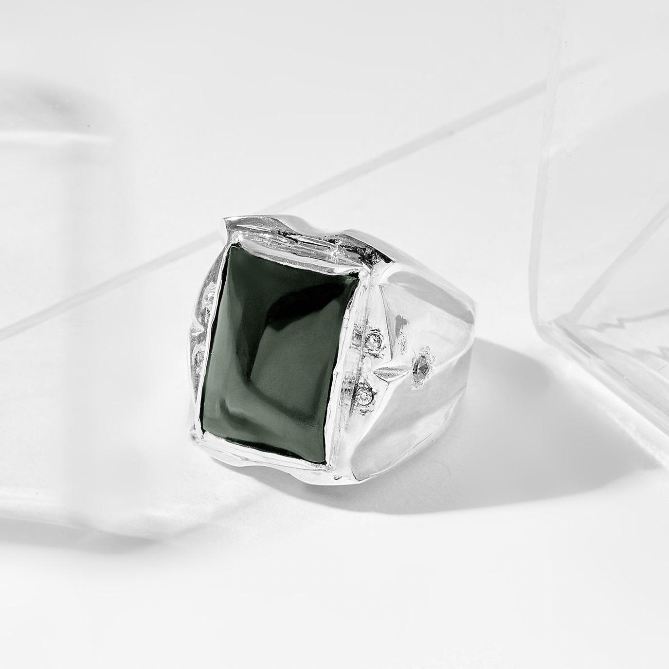 [HCM]Nhẫn Nam Đá Ngọc Bích Mệnh Mộc Hỏa (màu xanh ngọc) - Ngọc Qúy Gemstones